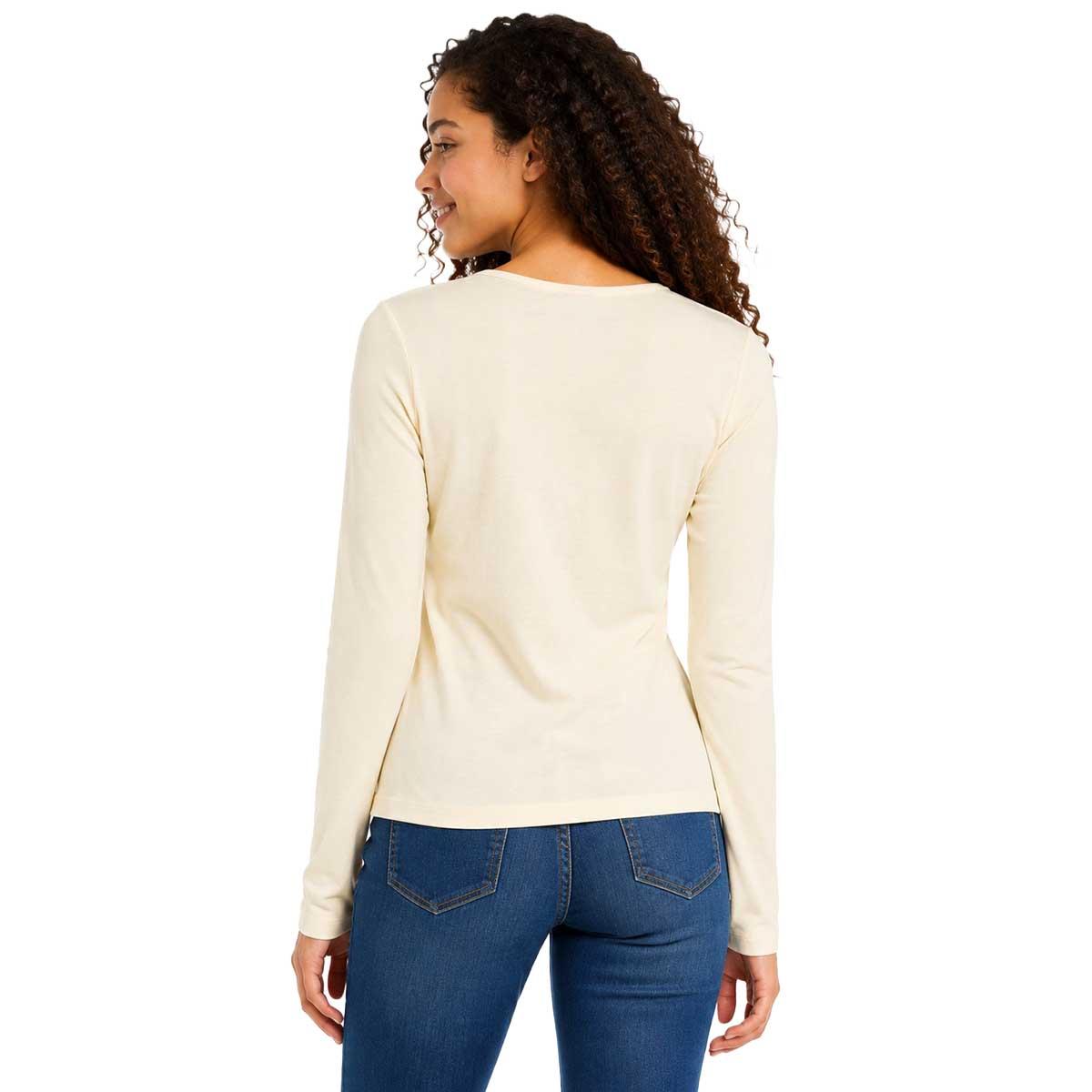 Juniors No Comment Long Sleeve Rib NY Vintage Screen Henley Top
