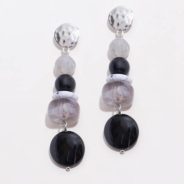 Ashley Cooper(tm) Rhodium-Tone Beaded Drop Earrings - image 