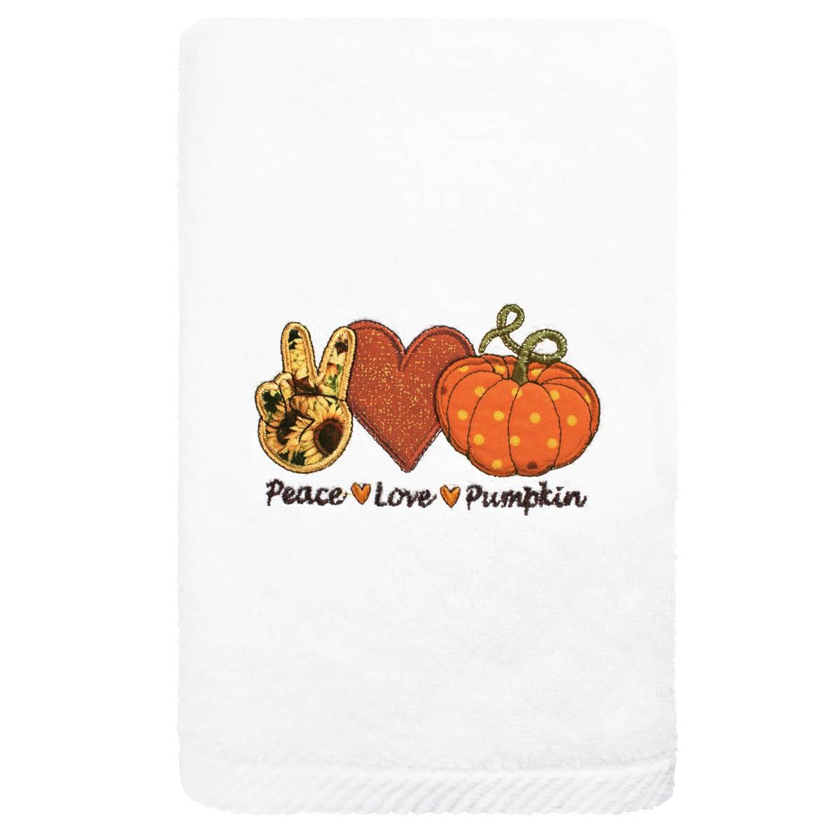 Linum Home Textiles Peace Love Pumpkin Hand Towel