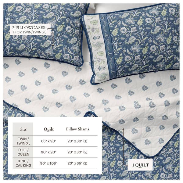 FreshFolds Indira 3pc. Reversible Floral Bordered Quilt Set