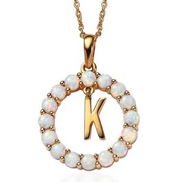 Gemstone Classics&#40;tm&#41; 3mm Lab Created Milky Opal Initial K Pendant