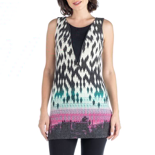 Womens 24/7 Comfort Apparel Houndstooth V-Neck Long Tunic - image 