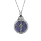 Symbols of Faith Silver Tone Round Sodalite Cross Necklace - image 2