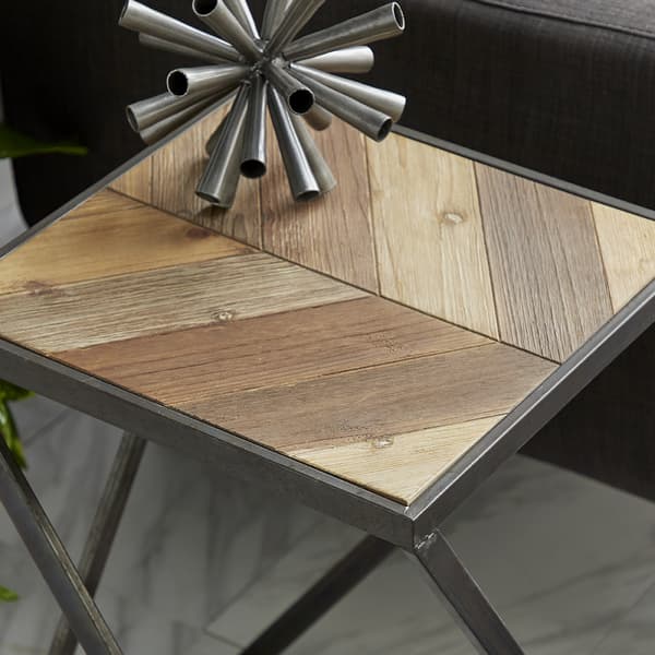 9th & Pike&#174; Geometric Metal And Wood Accent Table - Set Of 2