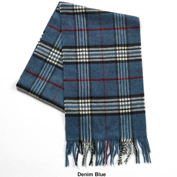 Mens V. Fraas Classic Plaid Print Scarf with Fringe
