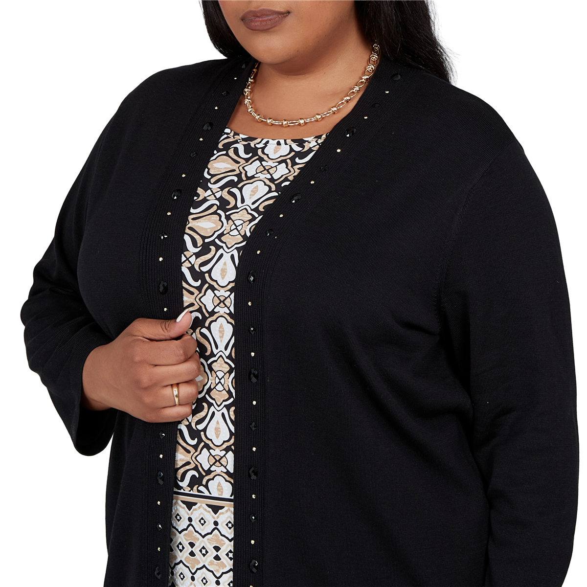 Plus Size Alfred Dunner Cityscape Medallion Two in One Sweater