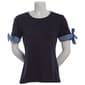 Womens Nautica Solid Chambray Short Tie Sleeve Knit Blouse - image 2