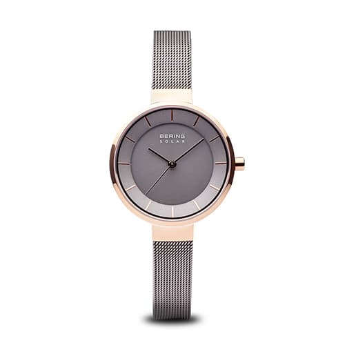 Womens BERING Solar Slim Grey & Rose Gold Watch - 14631-369 - image 