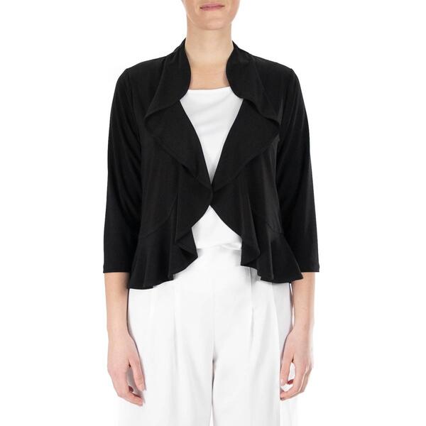 Womens Nina Leonard Long Sleeve Cascade Ruffle Front Bolero - image 