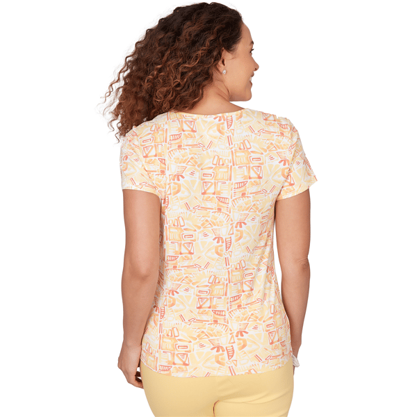 Petite Hearts of Palm Fun in the Sun Geometric Abstract Blouse