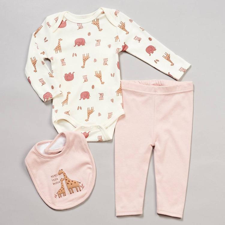 Baby Girl (NB-9M) baby views(R) 3pc. Safari Bodysuit & Pants Set