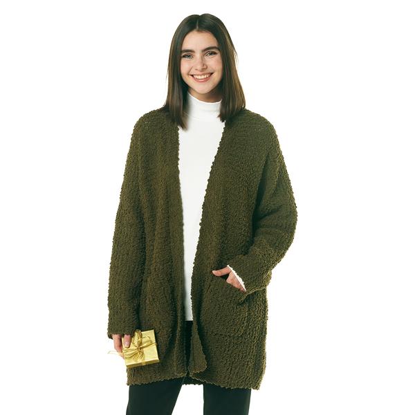 Women Bobeau Long Sleeve Popcorn Pocket Cardigan