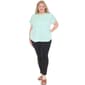 Plus Size White Mark Folded Short Sleeve Solid Top - image 2