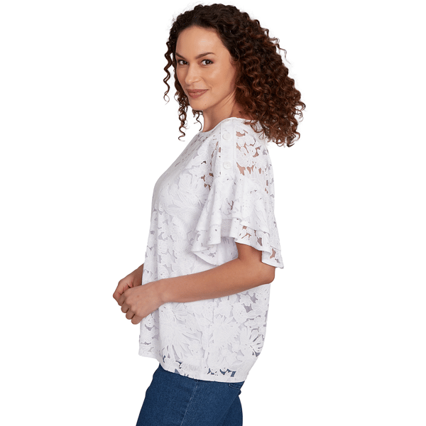 Womens Ruby Rd. Bali Bliss Flutter Sleeve Tropical Blouse