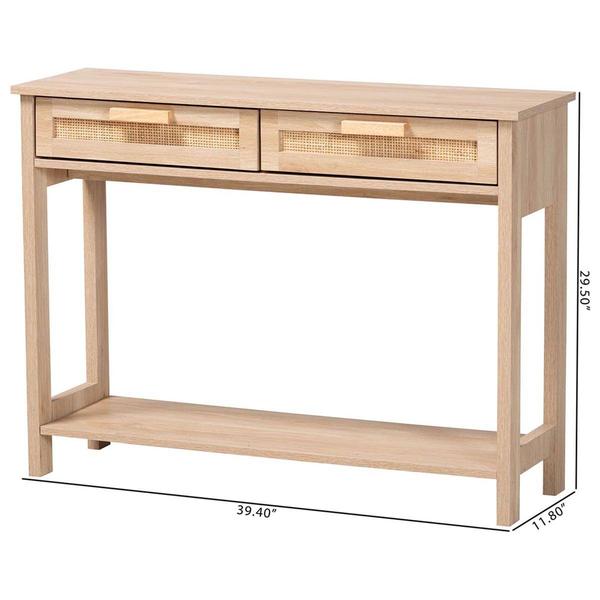 Baxton Studio Sebille Light Brown Wood 2-Drawer Console Table