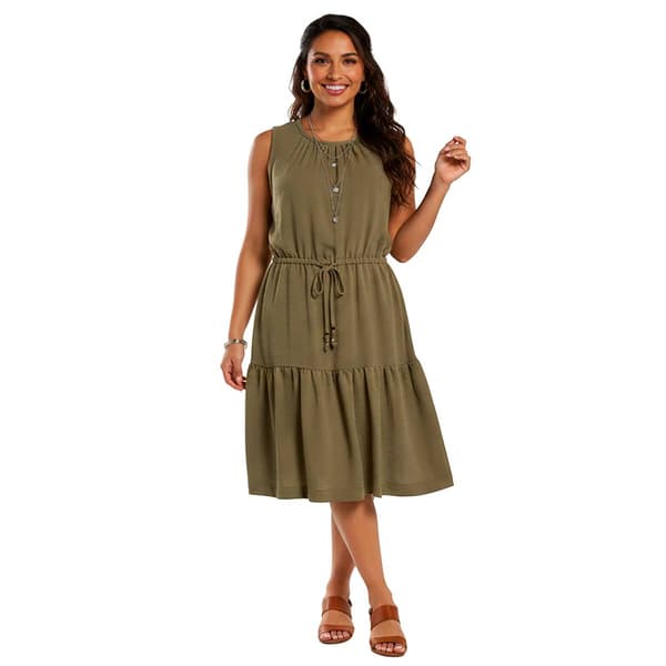 Womens Calvin Klein Sleeveless Aerowash Drawstring A-Line Dress