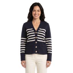 Womens Nautica Long Sleeve Stripe Button Front Cardigan