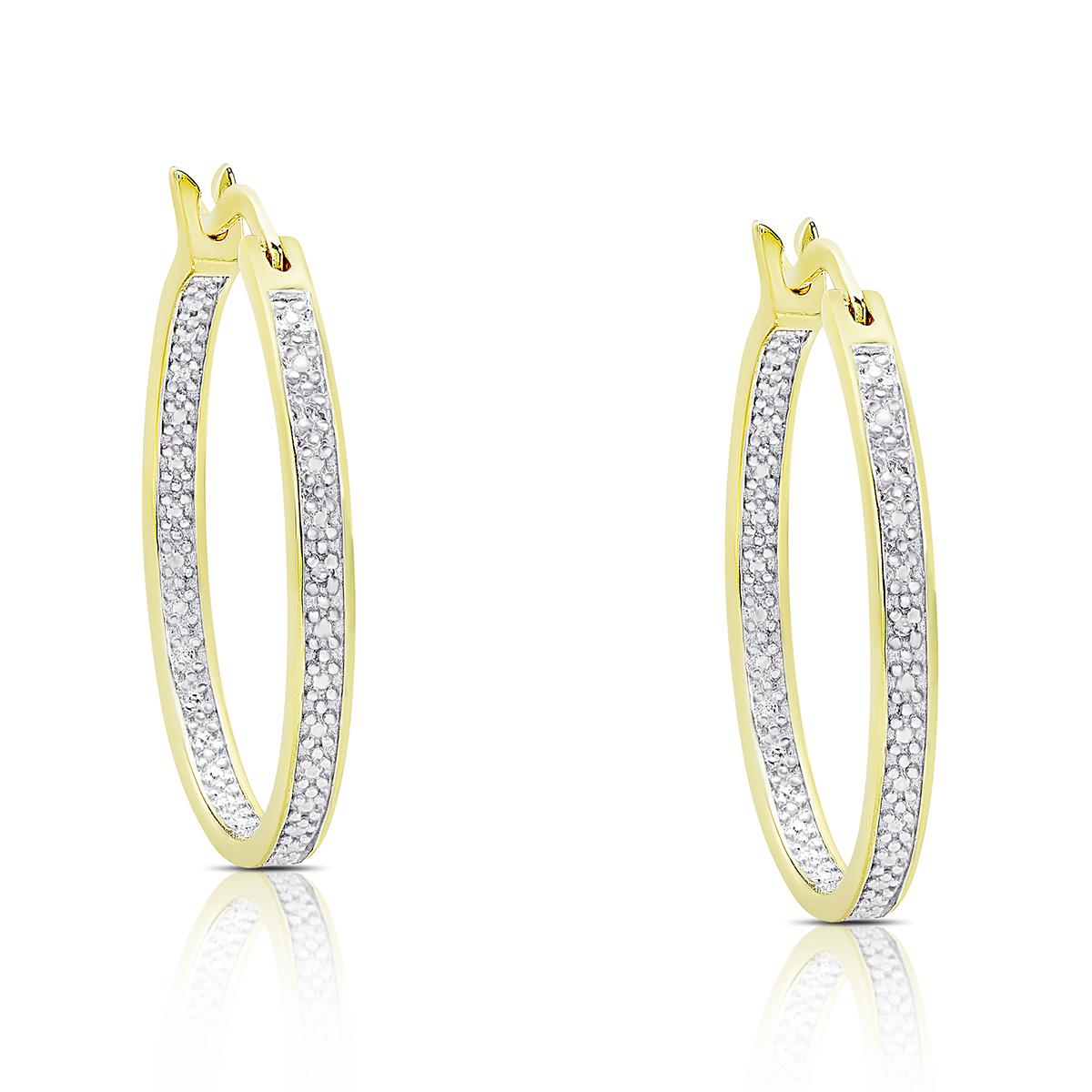 Gianni Argento Diamond Accent Thin Large Inside Out Hoop...