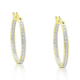 Gianni Argento Diamond Accent Thin Large Hoop Earrings