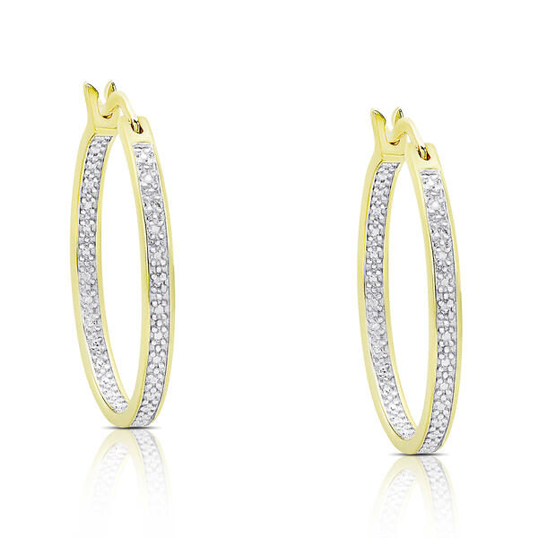 Gianni Argento Diamond Accent Thin Large Hoop Earrings - image 