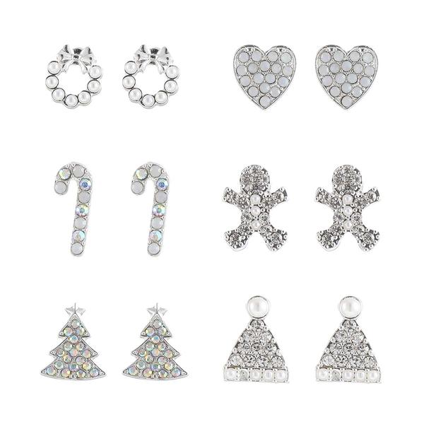 6pc. Wreath/Bow/Hearts/Candy Cane/Gingerbread Man/Tree Earrings - image 