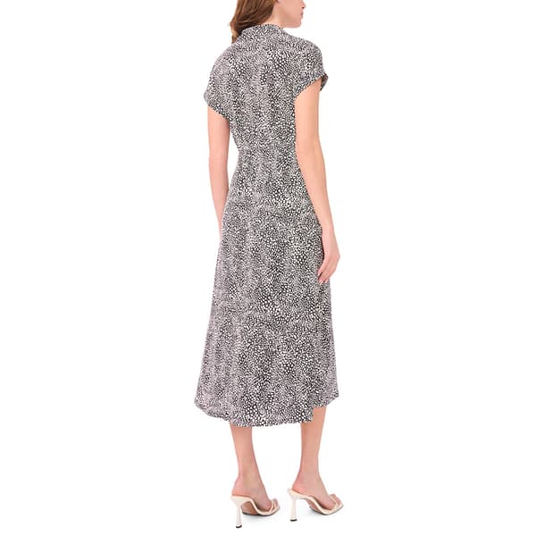 Womens MSK Short Sleeve V Neck Geometric Midi Dress
