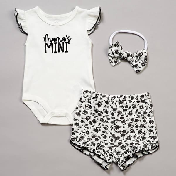 Baby Girl (3-9M) Baby Essentials 3pc. Mamas Mini Short Set - image 