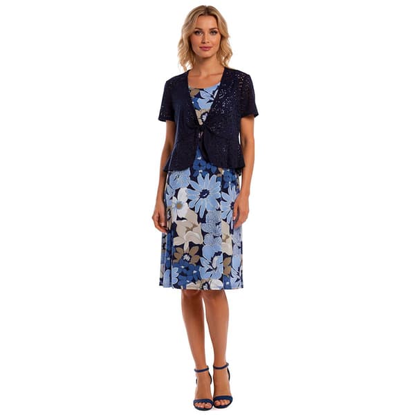 Womens Perceptions Short Sleeve Eyelet Jacket Dress - image 