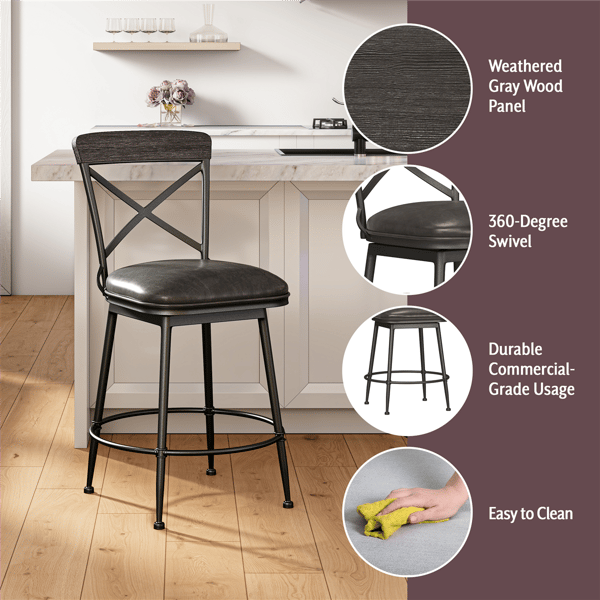 HH2 Home Decker Commercial Grade Counter Height Swivel Stool