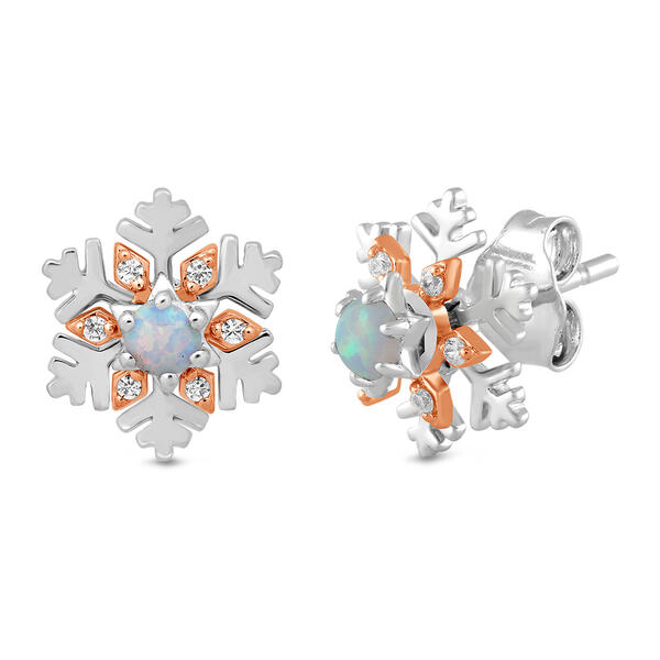 Enchanted Disney&#40;R&#41; Lab Created Opal Snowflake Earrings - image 