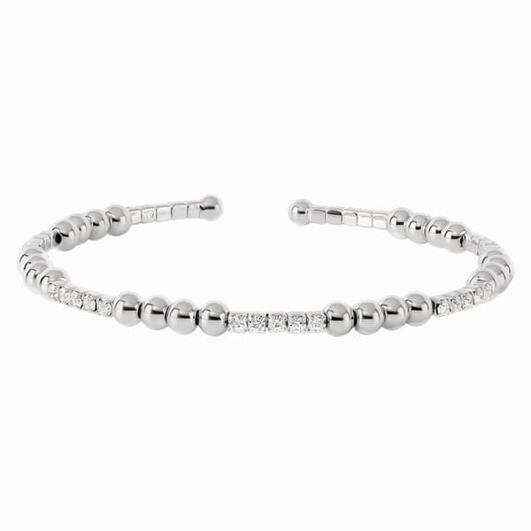 Athra Silver Plated Clear Crystal & Bead Stations Coil Bracelet - image 