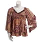 Juniors Plus Angie Floral V-Neck Smock Bodice Long Sleeve Top - image 1
