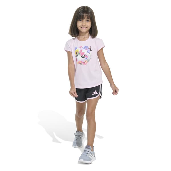 Girls &#40;4-6x&#41; adidas&#40;R&#41; Floral Soccer Short Sleeve Tee & Shorts Set