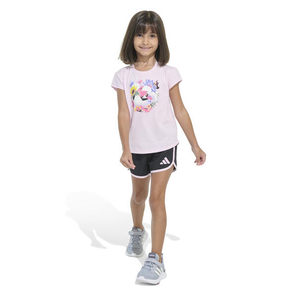 Girls &#40;4-6x&#41; adidas&#40;R&#41; Floral Soccer Short Sleeve Tee & Shorts Set - image 