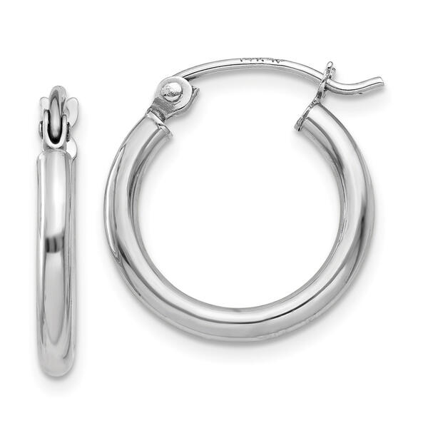 Gold Classics&#40;tm&#41; 14kt. White Gold 15mm Hoop Earrings - image 