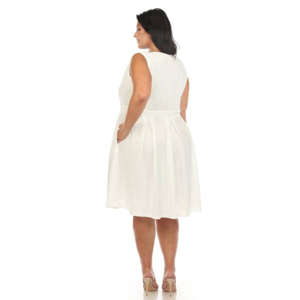 Plus Size White Mark Solid Fit and Flare Dress