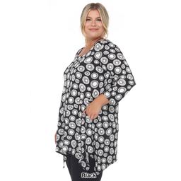 Plus Size White Mark Printed Geometric Circle Tunic