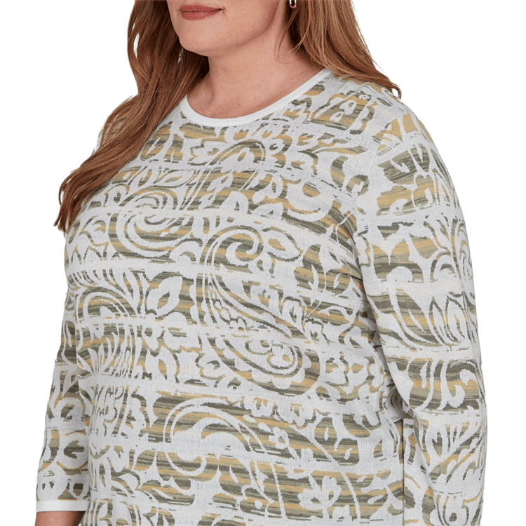 Plus Size Alfred Dunner Provence Paisley Stripe Sweater