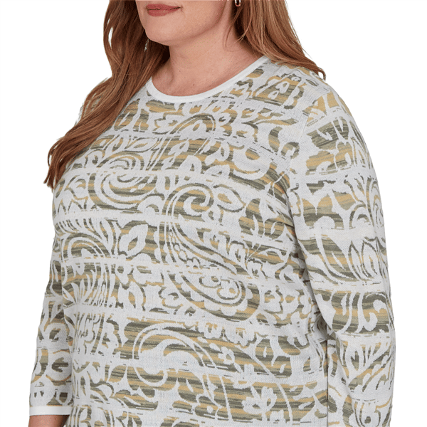 Plus Size Alfred Dunner Provence Paisley Stripe Sweater