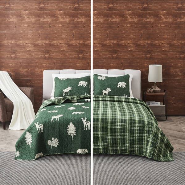 FreshFolds 3pc. Reversible Premium Forest-Themed Quilt Set