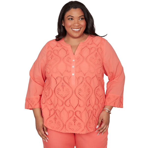 Plus Size Alfred Dunner Resort Living Textured Lace Scroll Henle
