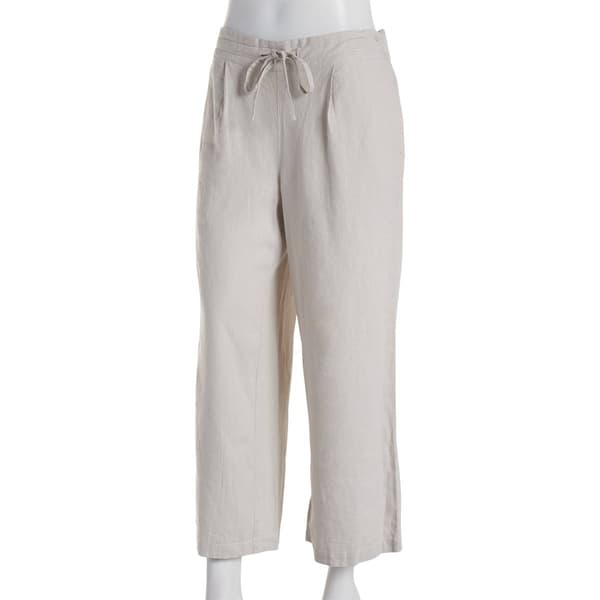 Womens Per Se Solid Cropped Wide Leg Pants - image 