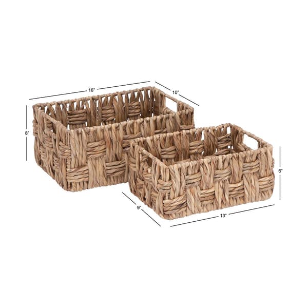 9th & Pike® Brown Wicker and Metal Baskets - Set of 2
