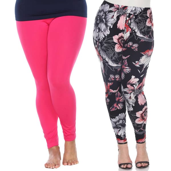 Plus Size White Mark 2pk. Mixed Leggings - image 