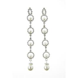 Rosa Rhinestones Silver-Tone Pearl & Rhinestone Linear Earrings
