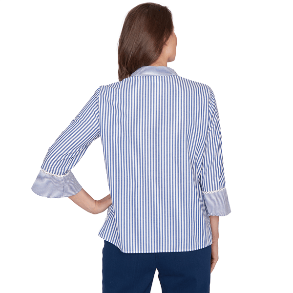 Petite Alfred Dunner Mykonos Mixed Stripe Button Front Blouse