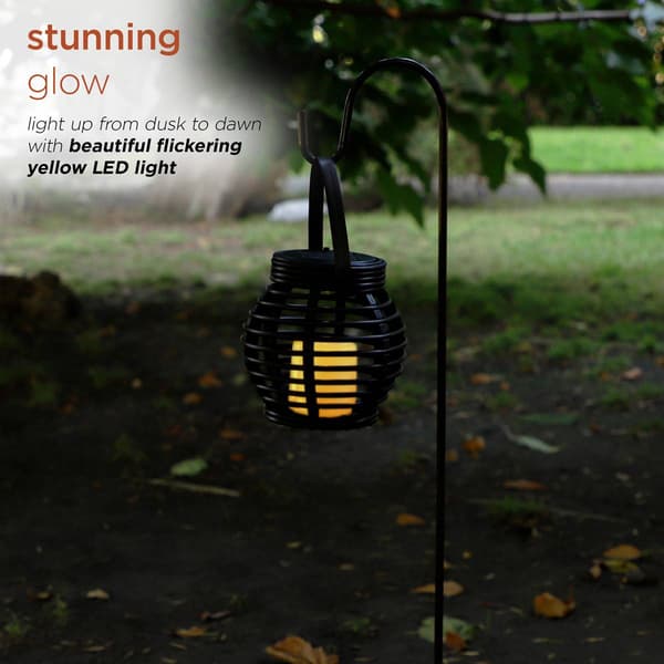Alpine Solar Dark Brown LED Candle Lantern w/ Shepherd''s Hook