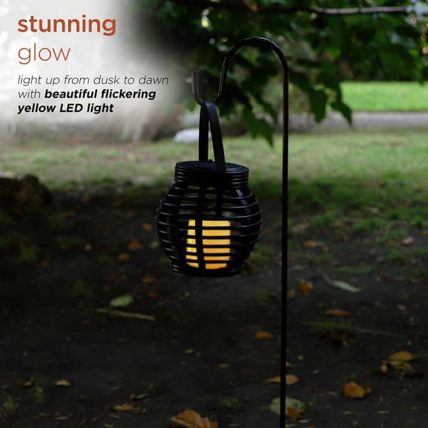 Alpine Solar Dark Brown LED Candle Lantern w/ Shepherd''s Hook