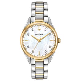 Womens Bulova Two-Tone Diamond Bracelet Watch - 98P184