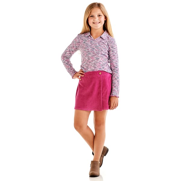 Girls &#40;7-16&#41; Sweet Butterfly 2pc. Space Dye Top & Cord Skort - image 